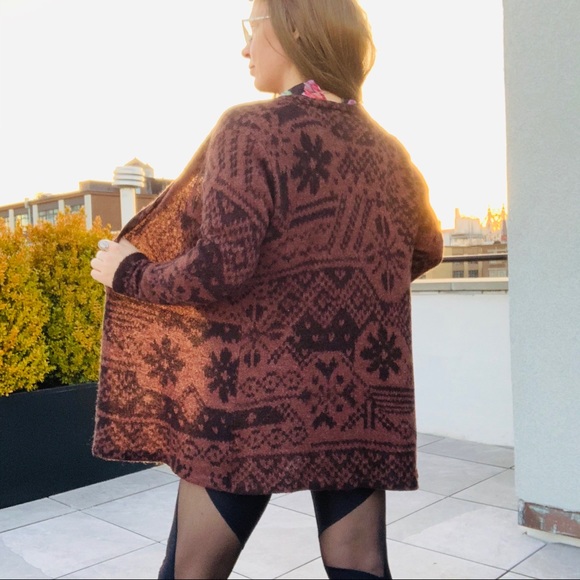 Gerry Weber Edition Ditsy Duster Wool Northern Pattern Long Coat Cardigan - Picture 6 of 15